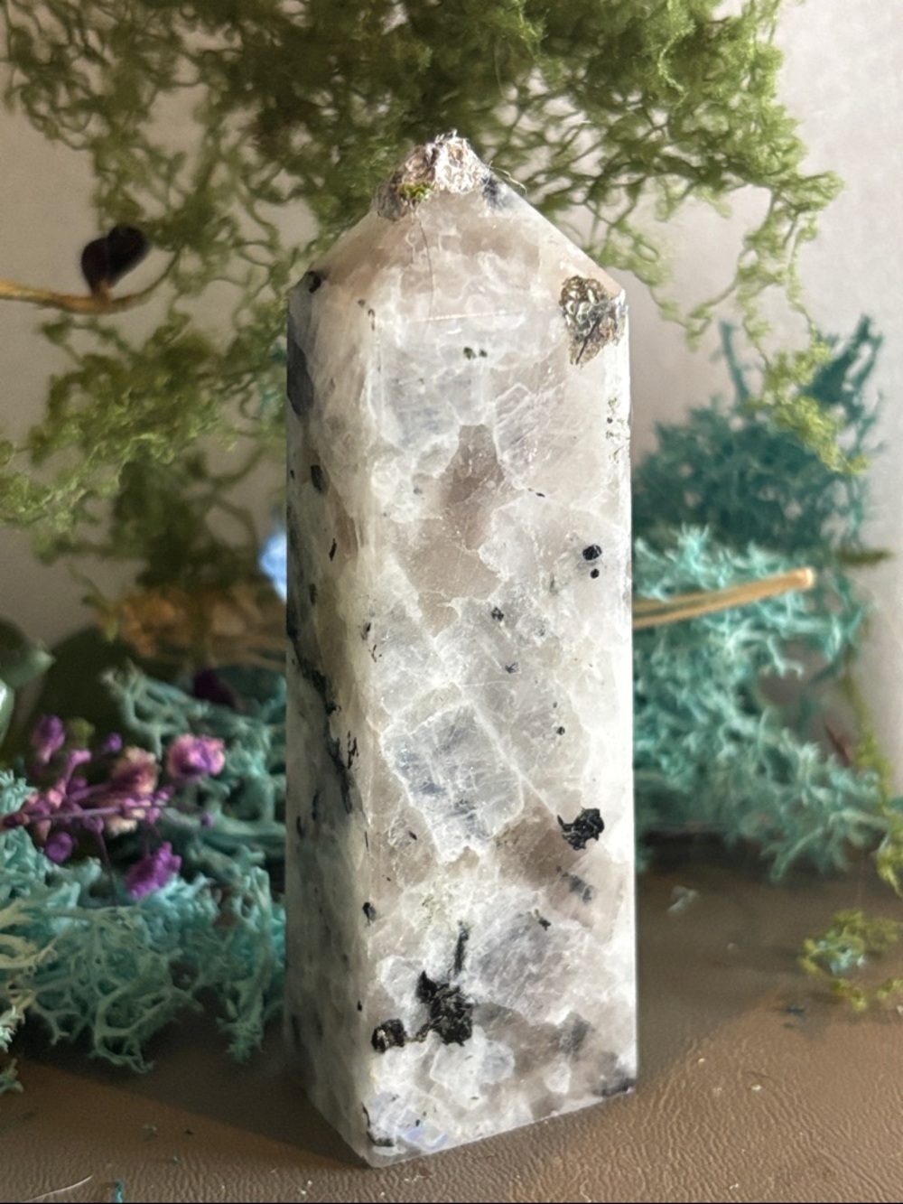 Rainbow Moonstone Tower Crystal Point -
